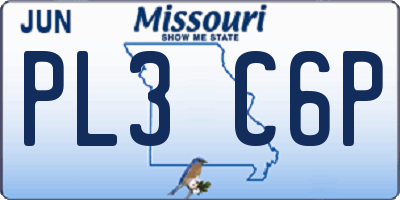 MO license plate PL3C6P