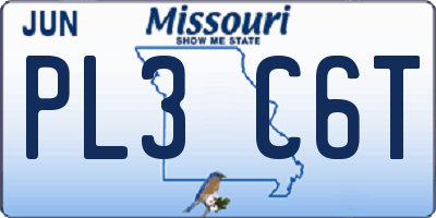 MO license plate PL3C6T
