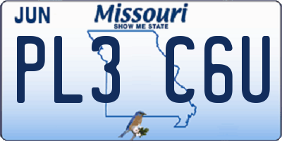 MO license plate PL3C6U
