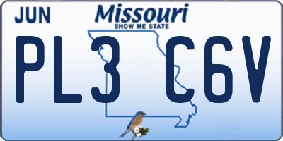 MO license plate PL3C6V
