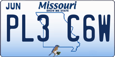 MO license plate PL3C6W
