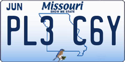 MO license plate PL3C6Y