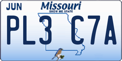 MO license plate PL3C7A