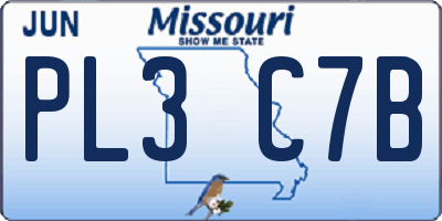 MO license plate PL3C7B