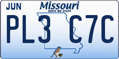 MO license plate PL3C7C