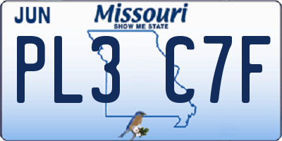 MO license plate PL3C7F