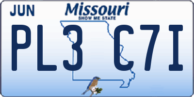 MO license plate PL3C7I