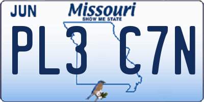 MO license plate PL3C7N