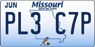 MO license plate PL3C7P