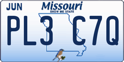 MO license plate PL3C7Q
