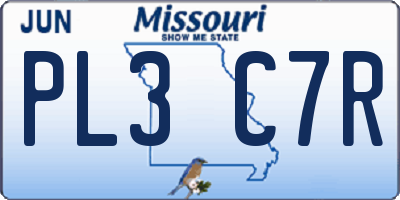 MO license plate PL3C7R