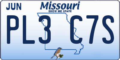 MO license plate PL3C7S