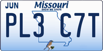MO license plate PL3C7T