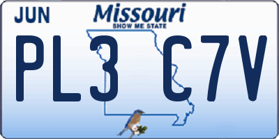MO license plate PL3C7V