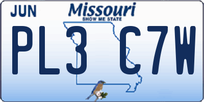 MO license plate PL3C7W