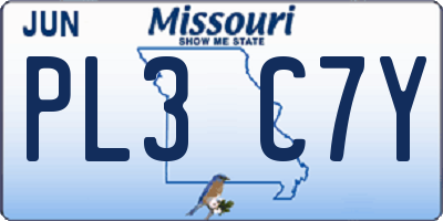 MO license plate PL3C7Y