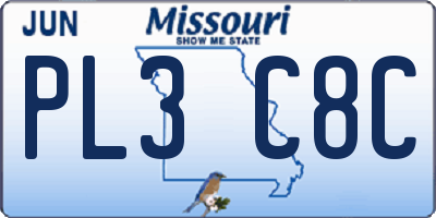 MO license plate PL3C8C