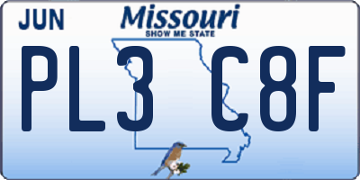 MO license plate PL3C8F