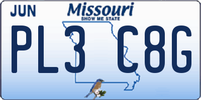 MO license plate PL3C8G