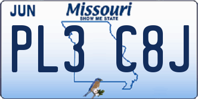 MO license plate PL3C8J