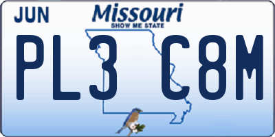MO license plate PL3C8M
