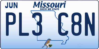 MO license plate PL3C8N