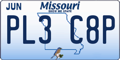 MO license plate PL3C8P