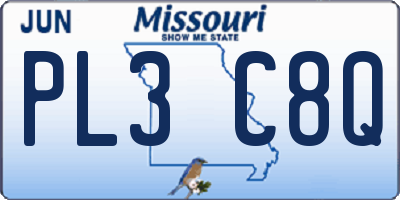 MO license plate PL3C8Q
