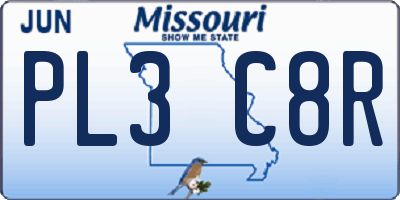 MO license plate PL3C8R