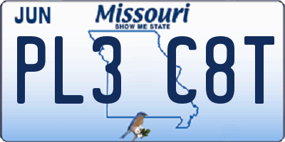 MO license plate PL3C8T