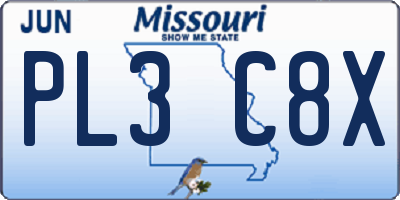MO license plate PL3C8X