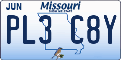 MO license plate PL3C8Y