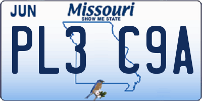 MO license plate PL3C9A