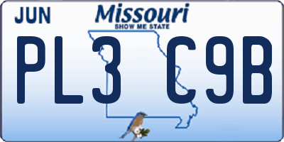 MO license plate PL3C9B