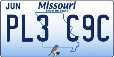 MO license plate PL3C9C