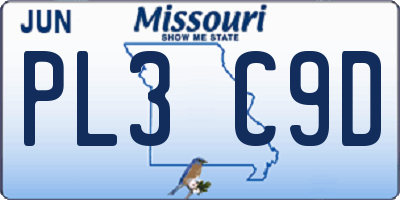 MO license plate PL3C9D