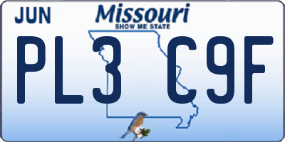 MO license plate PL3C9F