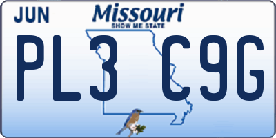 MO license plate PL3C9G