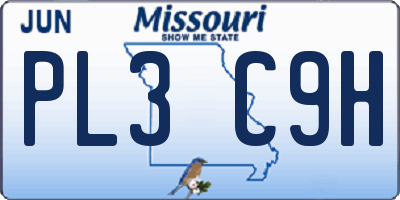 MO license plate PL3C9H