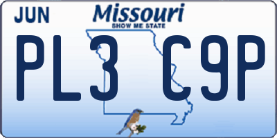 MO license plate PL3C9P