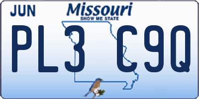 MO license plate PL3C9Q