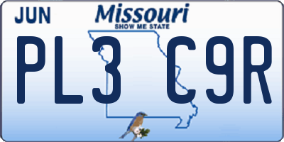 MO license plate PL3C9R