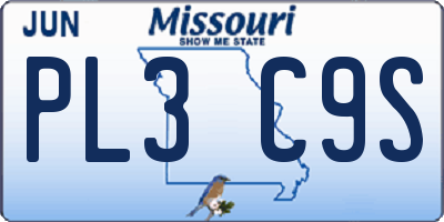 MO license plate PL3C9S