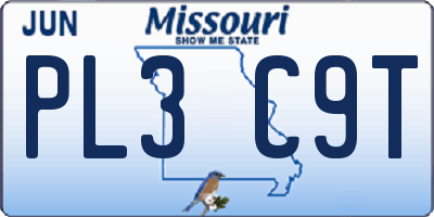 MO license plate PL3C9T