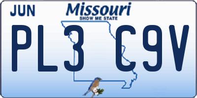 MO license plate PL3C9V