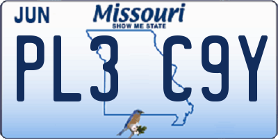 MO license plate PL3C9Y