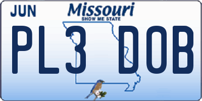 MO license plate PL3D0B