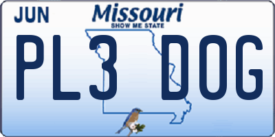 MO license plate PL3D0G