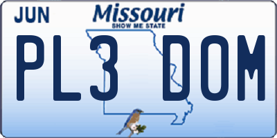 MO license plate PL3D0M