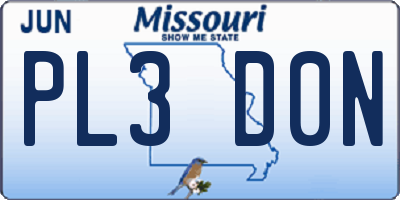 MO license plate PL3D0N